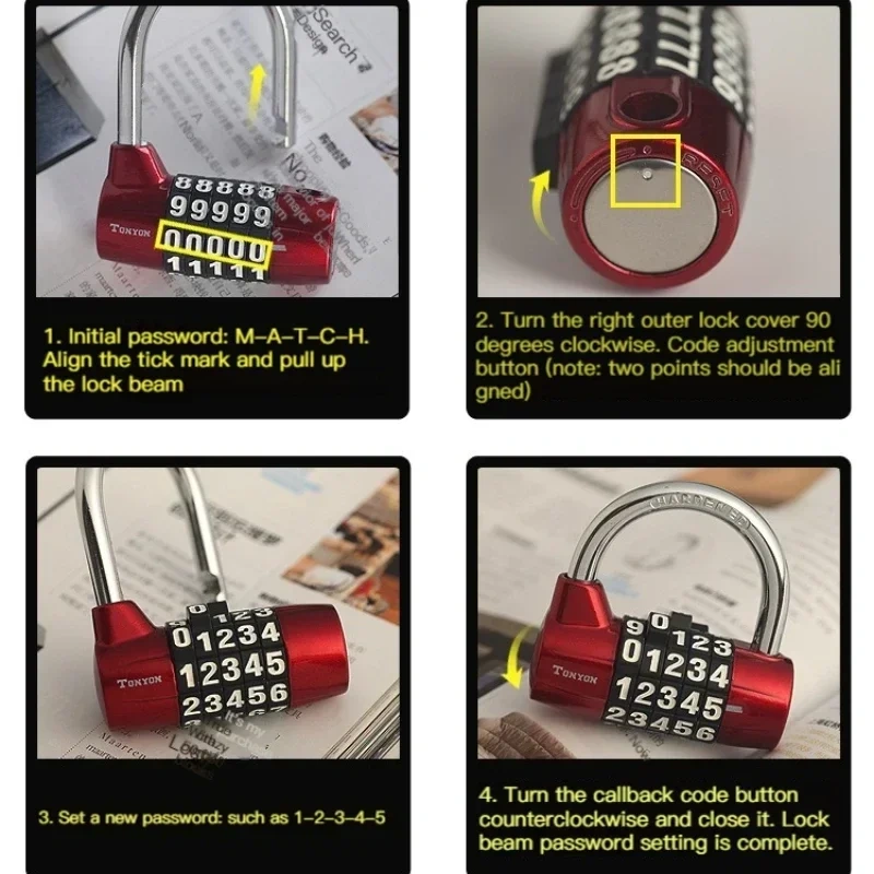 5 Letter Zinc Alloy Combination Padlock Code Password Lock Door Cabinet Drawer Bike Motorcycle Student Locker