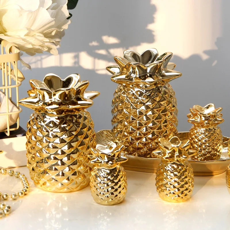 Nordic Style Resin Gold Pineapple Home Decor Living Room Wine Cabinet Window Display Craft luxurious Table Home Decoration Props
