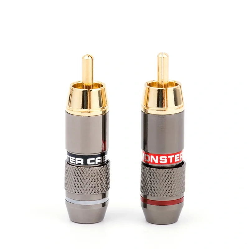 4/8/12PCS 24K Gold Plated Pure Copper Zinc Alloy Monster RCA Plug Connector Audio Connector Power Speaker Plugs Connector