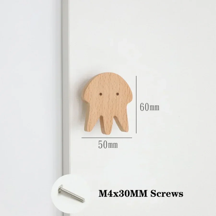 Wooden Animal Cabinet Handles Wood Cloud Hooks Furniture Handles for Cabinets and Drawers Door Knobs Kitchen Wardrobe Door Pulls
