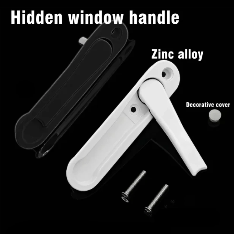 1pcs White/Black Zinc Alloy Hidden Window Handle Windows Hardware Accessories Screen handle with screws