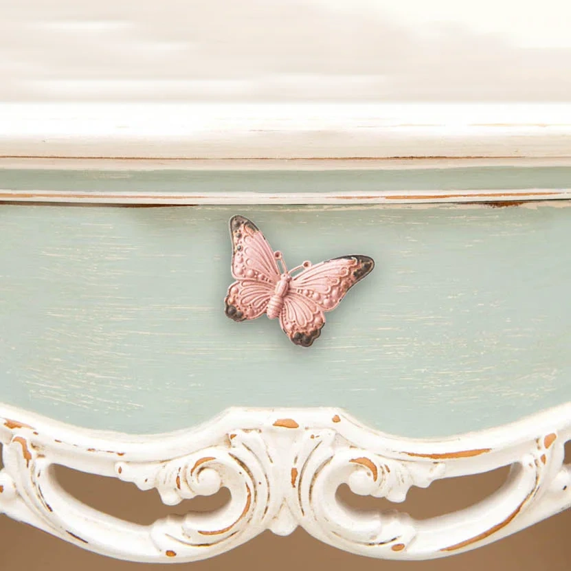 Mediterranean Style Single Hole Butterfly Handle Retro Wardrobe Cat Tail Double Hole Handle and Knob Drawer Wall Mounted Knob
