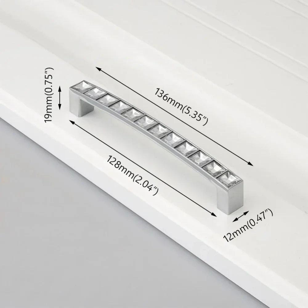 Modern simple new crystal silver handle U-shaped diamond double hole handle furniture handle hardware