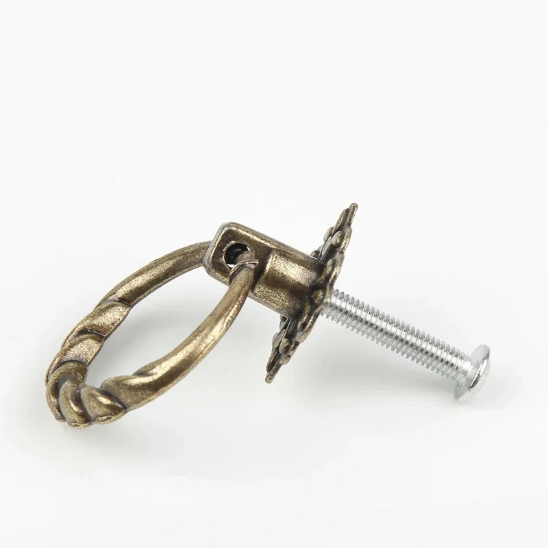 8Pcs Vintage Alloy Cabinet Handles Furniture Knobs Kitchen Drawer Cupboard Chinese Ring Pull  Bronze Tone