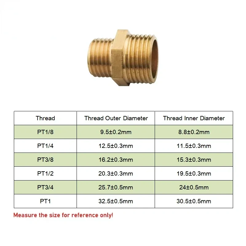 Brass Pipe Hex Nipple Fitting Quick Coupler Adapter 1/8 1/4 3/8 1/2 3/4 1 Male to Male Thread Water Oil Gas Connector