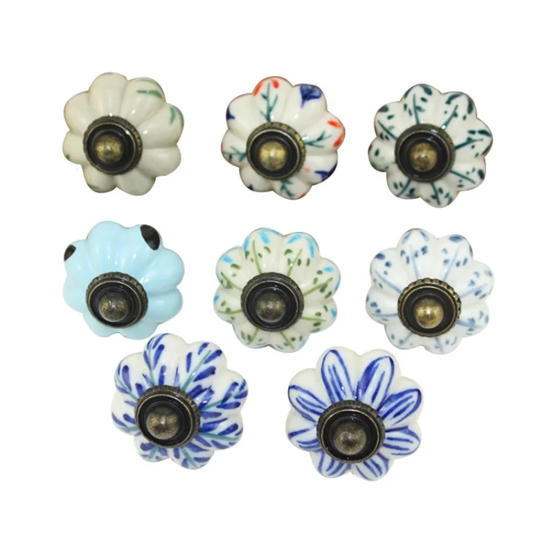 1pc 38MM Dia Ceramic Door Drawer Handles Pumpkins Knobs Europe Ceramic Cabinet Cupboard Handles Pull Drawer Dresser Knobs pulls