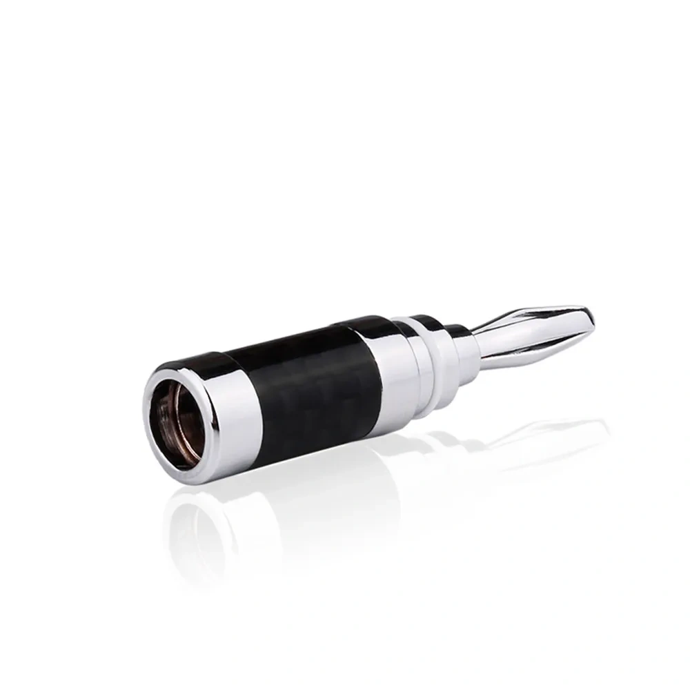8pcs Banana Connector Speaker Plug Carbon Fiber Rhodium Plated Banana Plugs Acoustics Terminals Audio Video Speaker Connectors