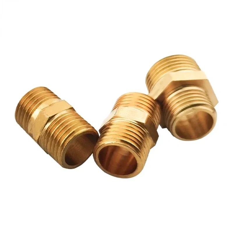 Brass Pipe Hex Nipple Fitting Quick Coupler Adapter 1/8 1/4 3/8 1/2 3/4 1 Male to Male Thread Water Oil Gas Connector