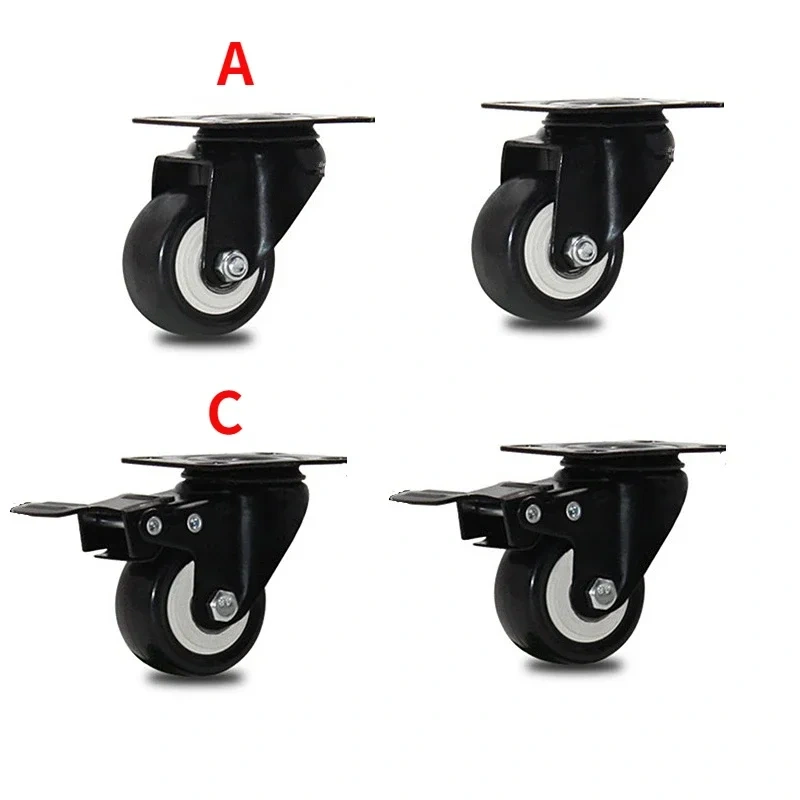 4pcs 2 inches 50mm Heavy Duty 180kg Black Swivel Castor Wheels Trolley Furniture Caster Rubber Screw M10*25