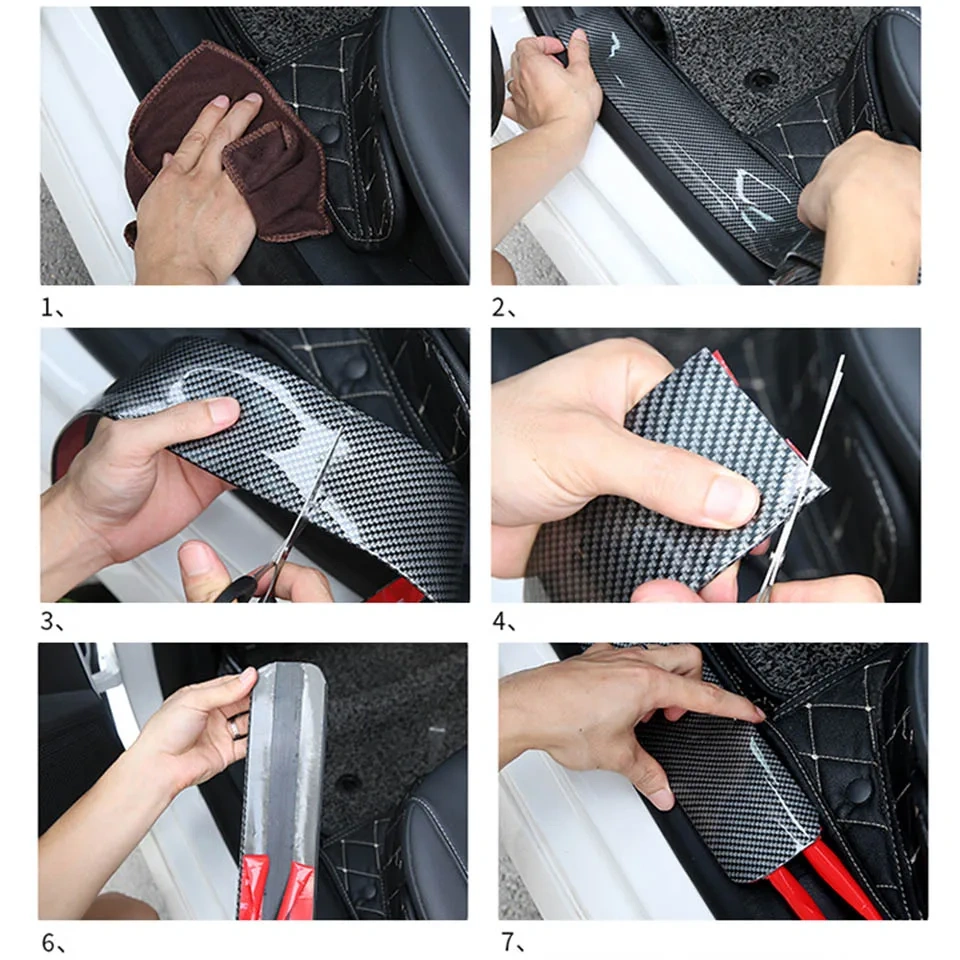 1M Car Rubber Moulding Strip Carbon Fiber Soft Trim Bumper DIY Door Sill Protector Edge Guard Stickers  Styling