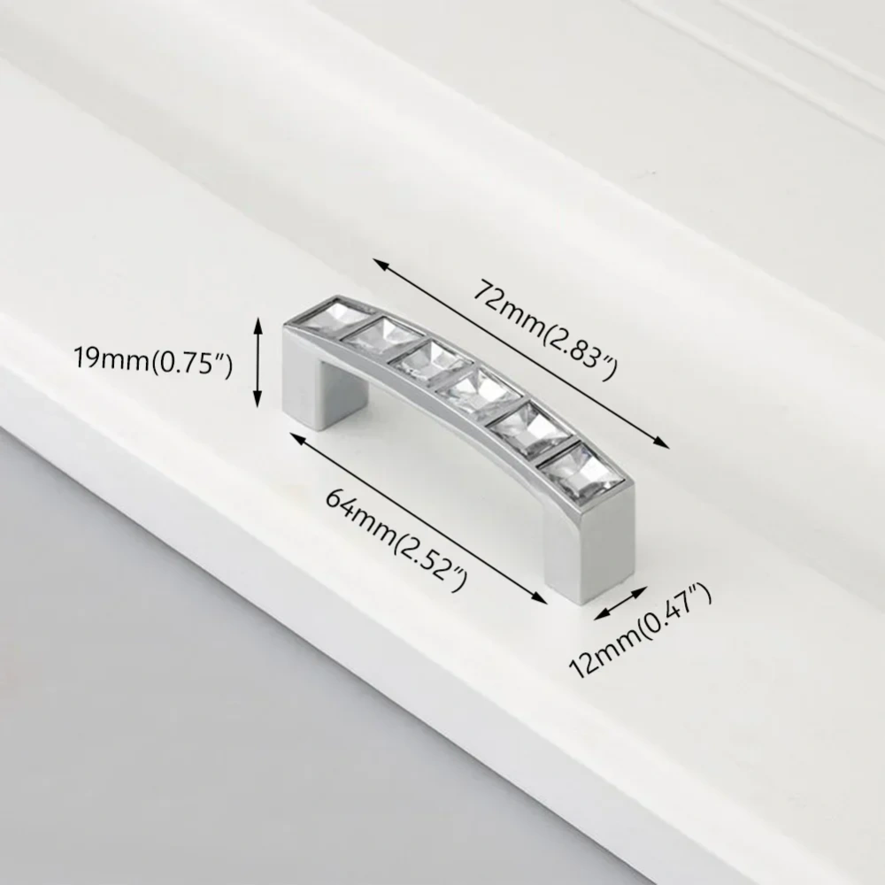 Modern simple new crystal silver handle U-shaped diamond double hole handle furniture handle hardware