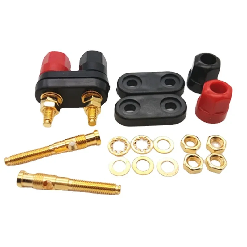 Speaker Terminal Connector (4red +4black)  Binding Post Pure Cupper Gold-plated HIFI Amplifier Banana Socket