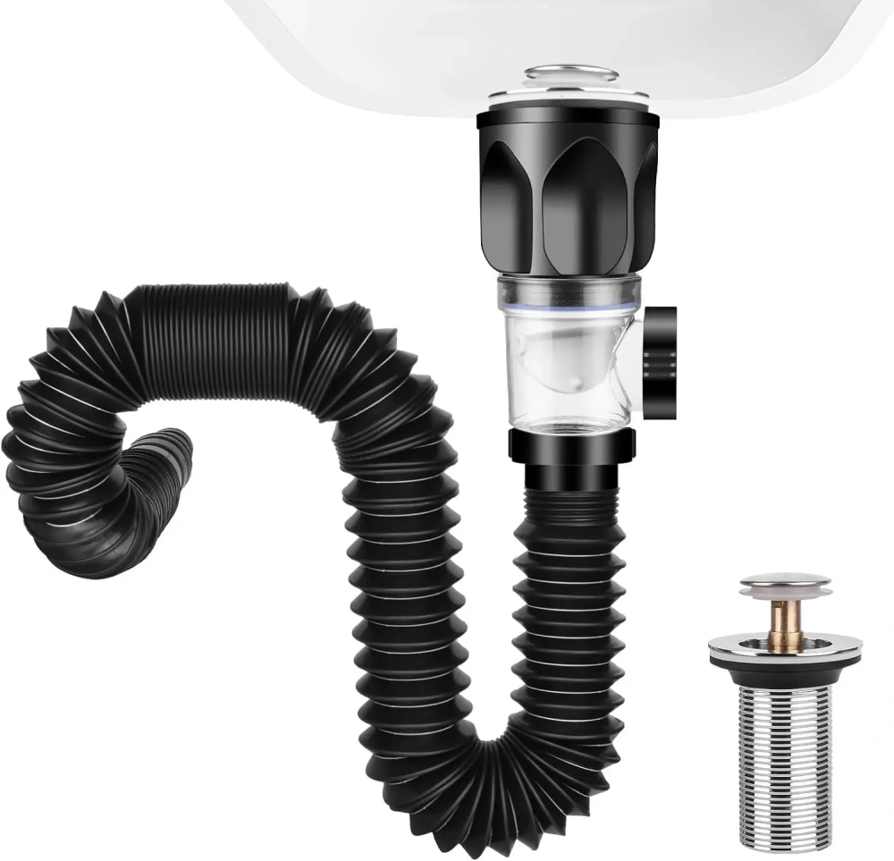 Flip-Top Kitchen Sink Drain Retractable Deodorizing Filter Flexible Downspout Bathroom Sink Anti Clogging Kitchen Accessories