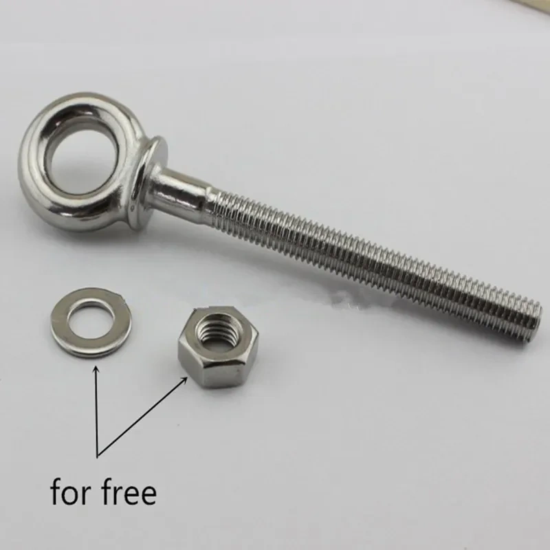316 Stainless Steel Marine Grade Lifting Eye Bolts M6 M8 M10 Thread Casting Long Bolt With Washer And Nut