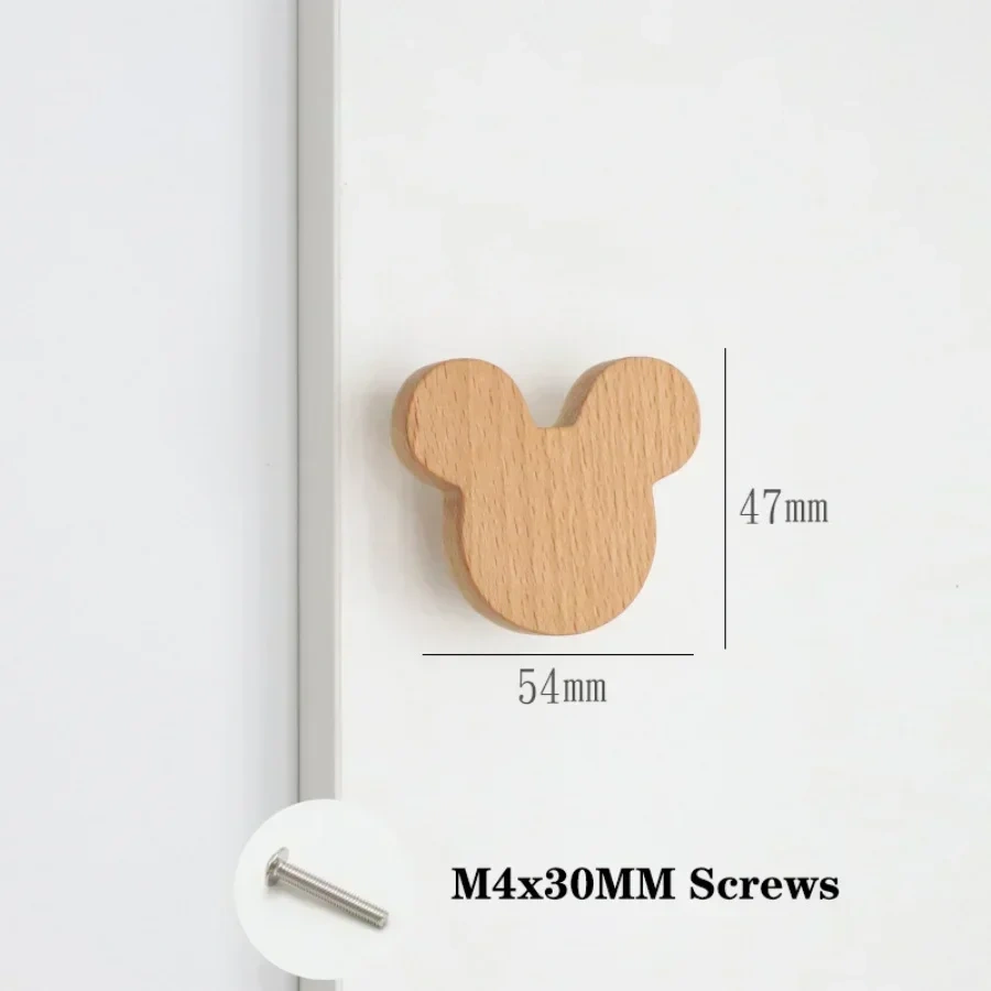 Wooden Animal Cabinet Handles Wood Cloud Hooks Furniture Handles for Cabinets and Drawers Door Knobs Kitchen Wardrobe Door Pulls