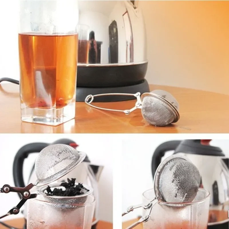 Tea Infuser Stainless Steel Sphere Mesh Tea Strainer Coffee Herb Spice Filter Diffuser Handle Tea Ball Match Bags