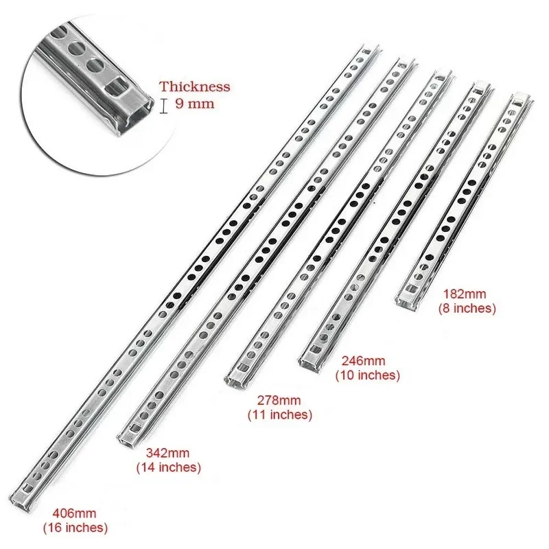 Micro Guide steel Ball 2 Sections 17 Wide Steel Ball 2 Fold Ball Slide Cabinets Drawer Steel Ball Slide
