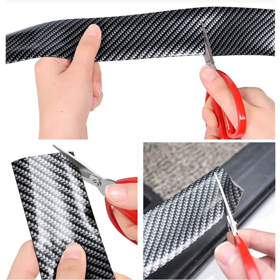 1M Car Rubber Moulding Strip Carbon Fiber Soft Trim Bumper DIY Door Sill Protector Edge Guard Stickers  Styling