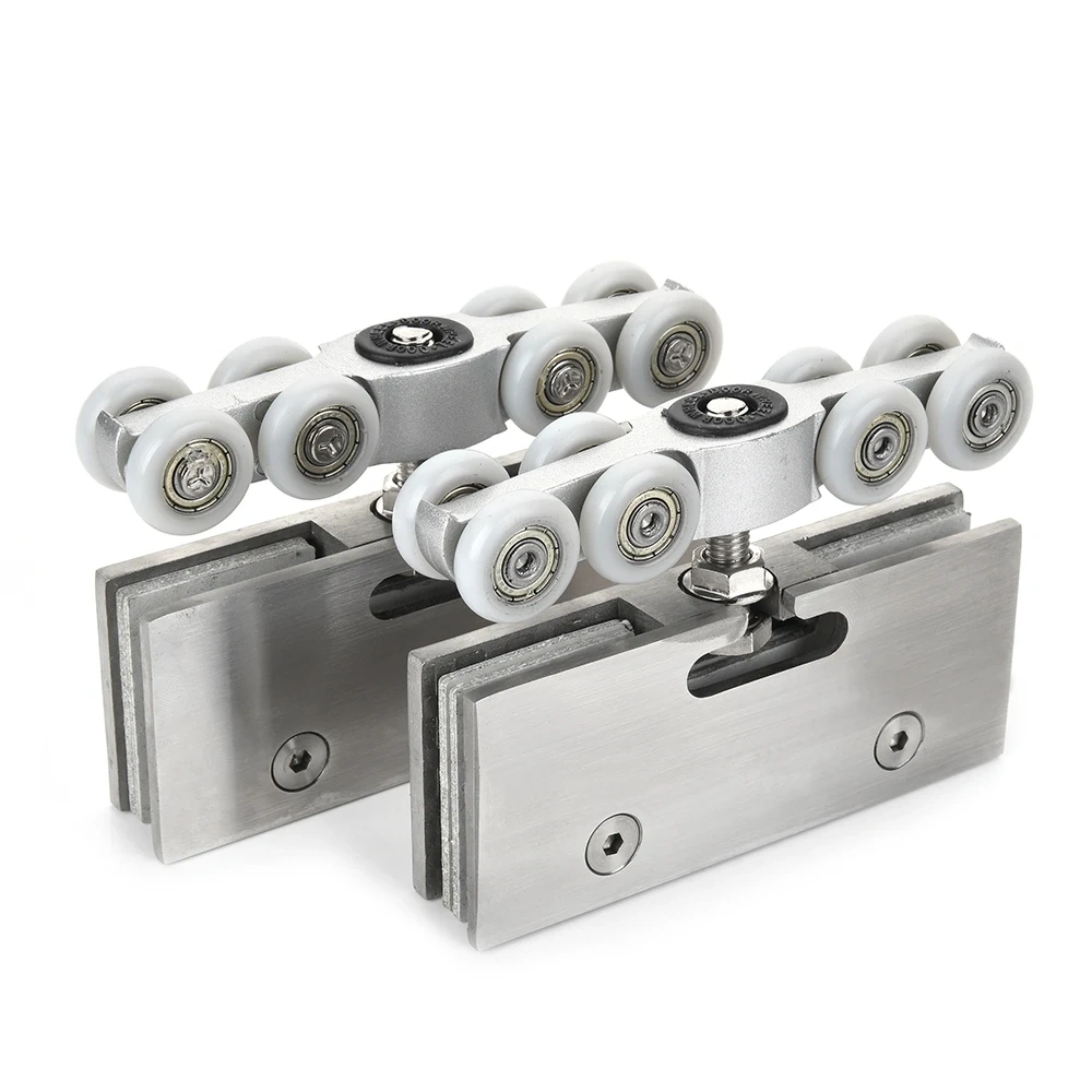 2pcs 304 Stainless Steel Glass Hanging Wheels 110KG Glass Sliding Door Rollers Bedroom Meeting Room Wardrobe Door Roller Wheels