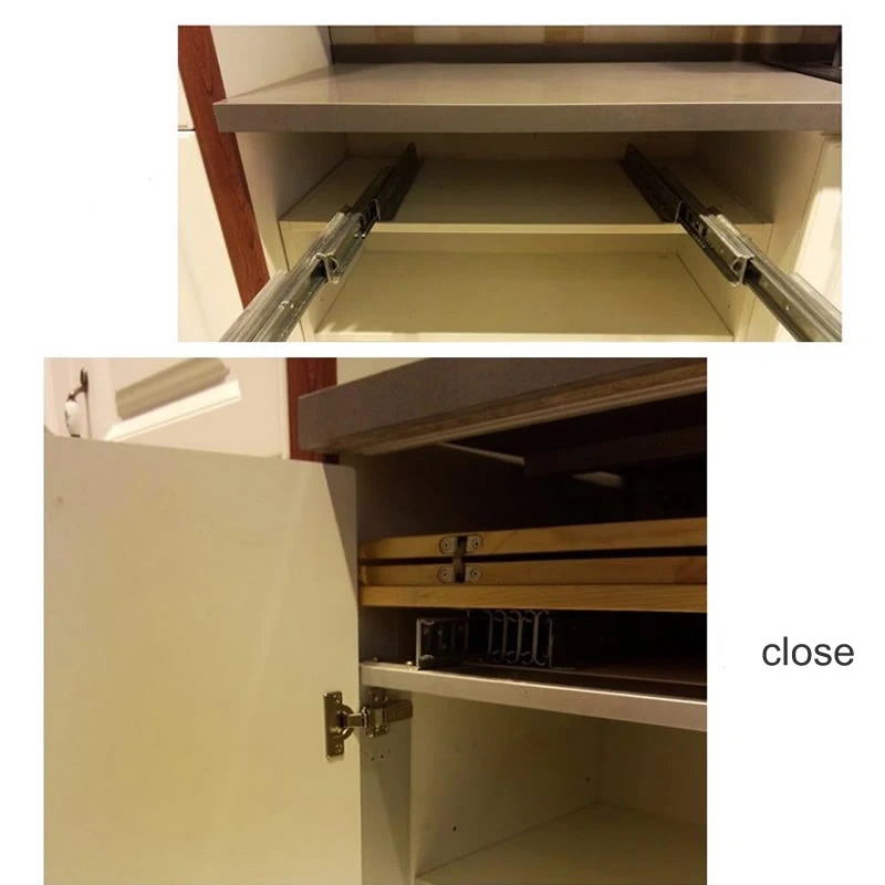 Concealed Folding Table Guide Rail Hinge, Aluminum Telescopic Cabinet  Slide,  Flat Push  Furniture Hardware
