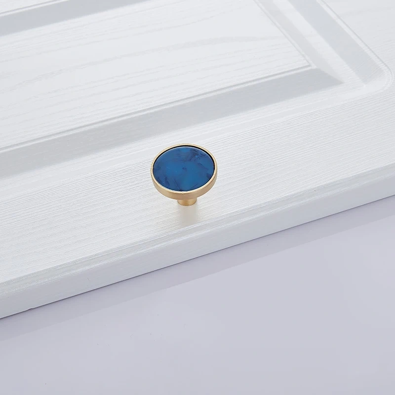 Blue Nordic Marble Shell Cabinet Handle Knobs Drawer And Wardrobe Pulls Furniture Hardware 96Mm 128Mm