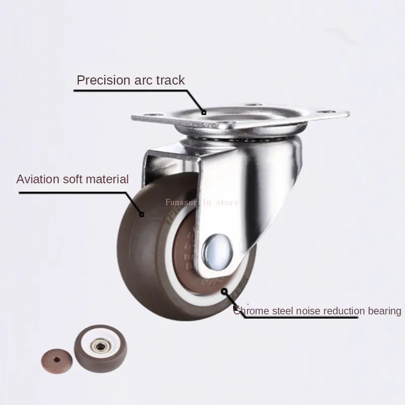 1/1.25/1.5/2 Inch Furniture Casters Wheels  Rubber Swivel Castor Trolley Rubber Caster with brake