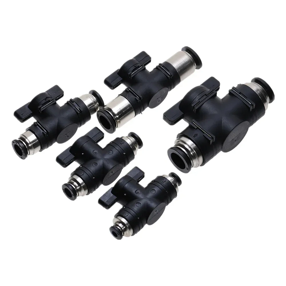 1pcs BUC 4mm 6mm 8mm 10mm 12mm Black Pneumatic Push In Quick Joint Connector Hand Valve Turn Switch Manual Ball Current Limiting