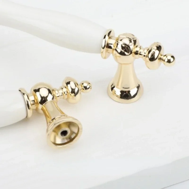 European simple white gold ceramic handle modern simple furniture hardware handle