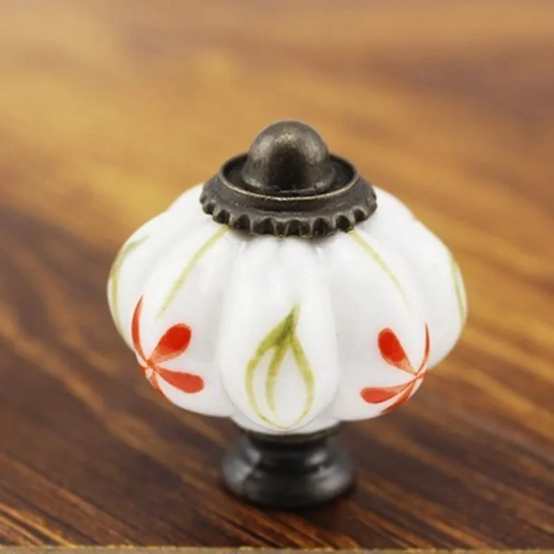 1pc 38MM Dia Ceramic Door Drawer Handles Pumpkins Knobs Europe Ceramic Cabinet Cupboard Handles Pull Drawer Dresser Knobs pulls