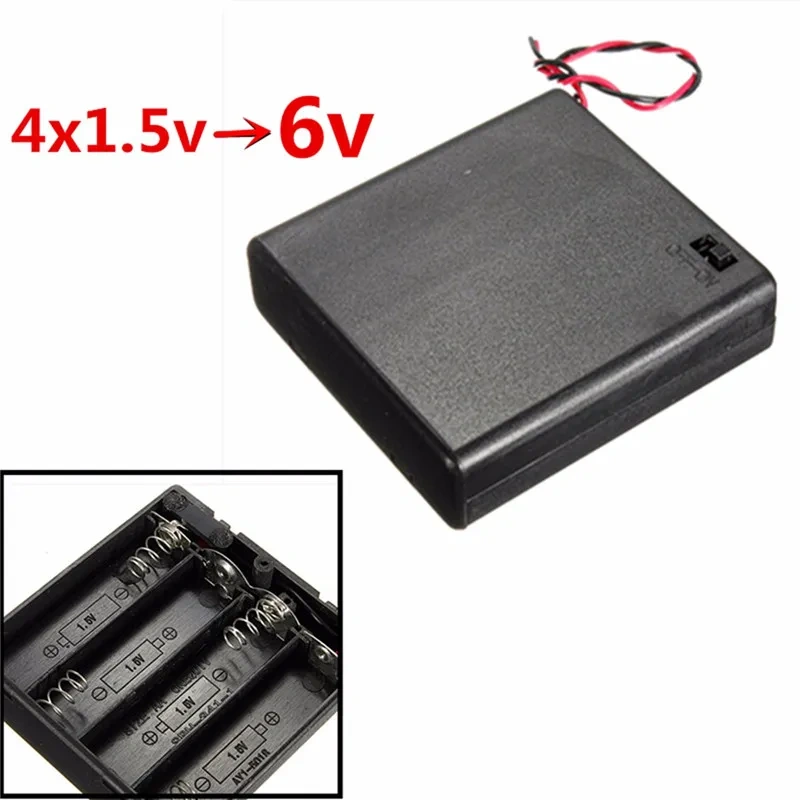 1PC 4 x AA 2A Battery Holder Box Switch Battery Holder Connector Enclosed Box ON/OFF Power Switch Wire