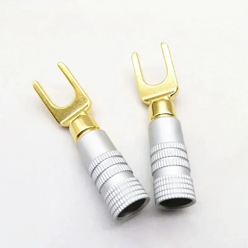 4/8/12Pcs Gold plated Y U Shape Banana Plug Audio Speaker Plugs Screw Fork Spade Cable Wire Connector
