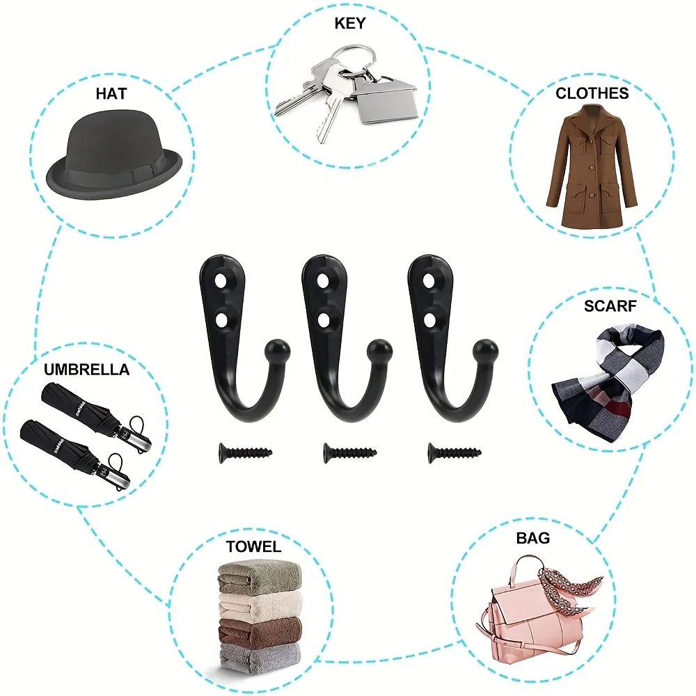 10pcs Rustic Coffee Mug Wall Hooks Strong Alloy Hooks for Hanging Coats Clothes Towels  Includes Screws for Easy Installation