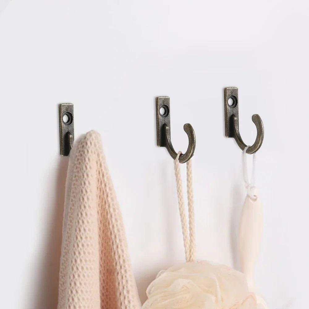10/50PCS Small Antique Hooks Wall Hanger Curved Buckle Horn Lock Clasp Hook for Wooden Jewelry Hardware Home Coats Hat Clothes