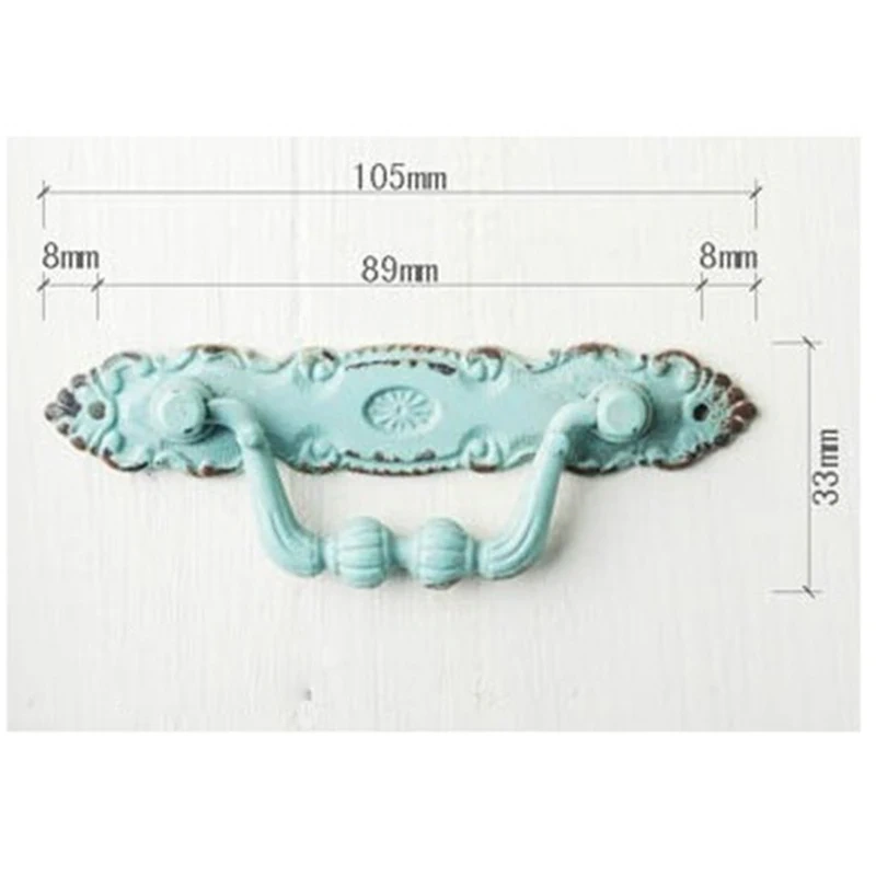 1pcs American Antique Double Hole Handle European Pastoral Hanging Ring Mediterranean Retro Furniture Cabinet Drawer Handle