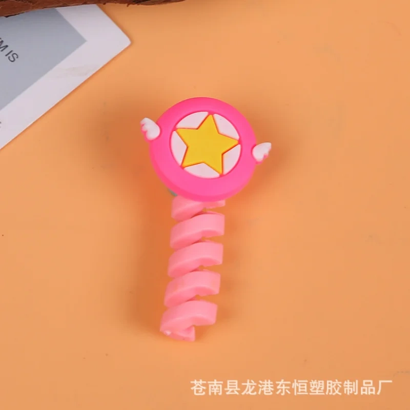 Cartoon spiral data cable charging cable silicone protective cover break protective cover silicone winding device  Protector