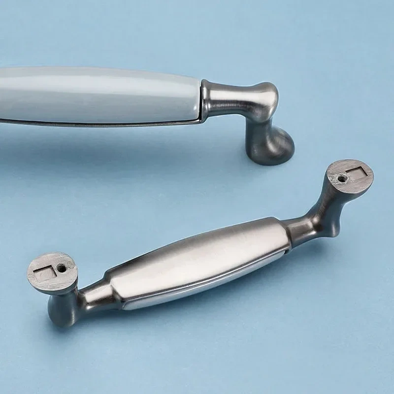 Blue Ceramic Antique Kitchen Drawer Handles Vintage Handles Knobs and Pulls for Cabinets Metal Furniture Hardware