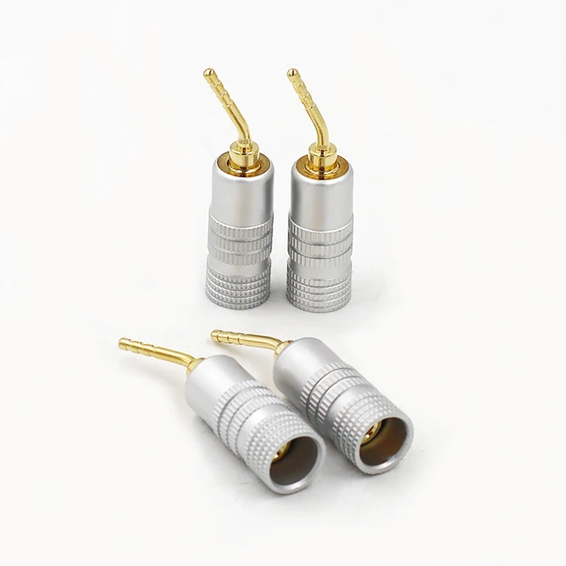 4PCS Banana Plug Multifunctional Gold Plated Speaker Cable Pin Angel Wire Screws Lock Connector For Musical HiFi Audio
