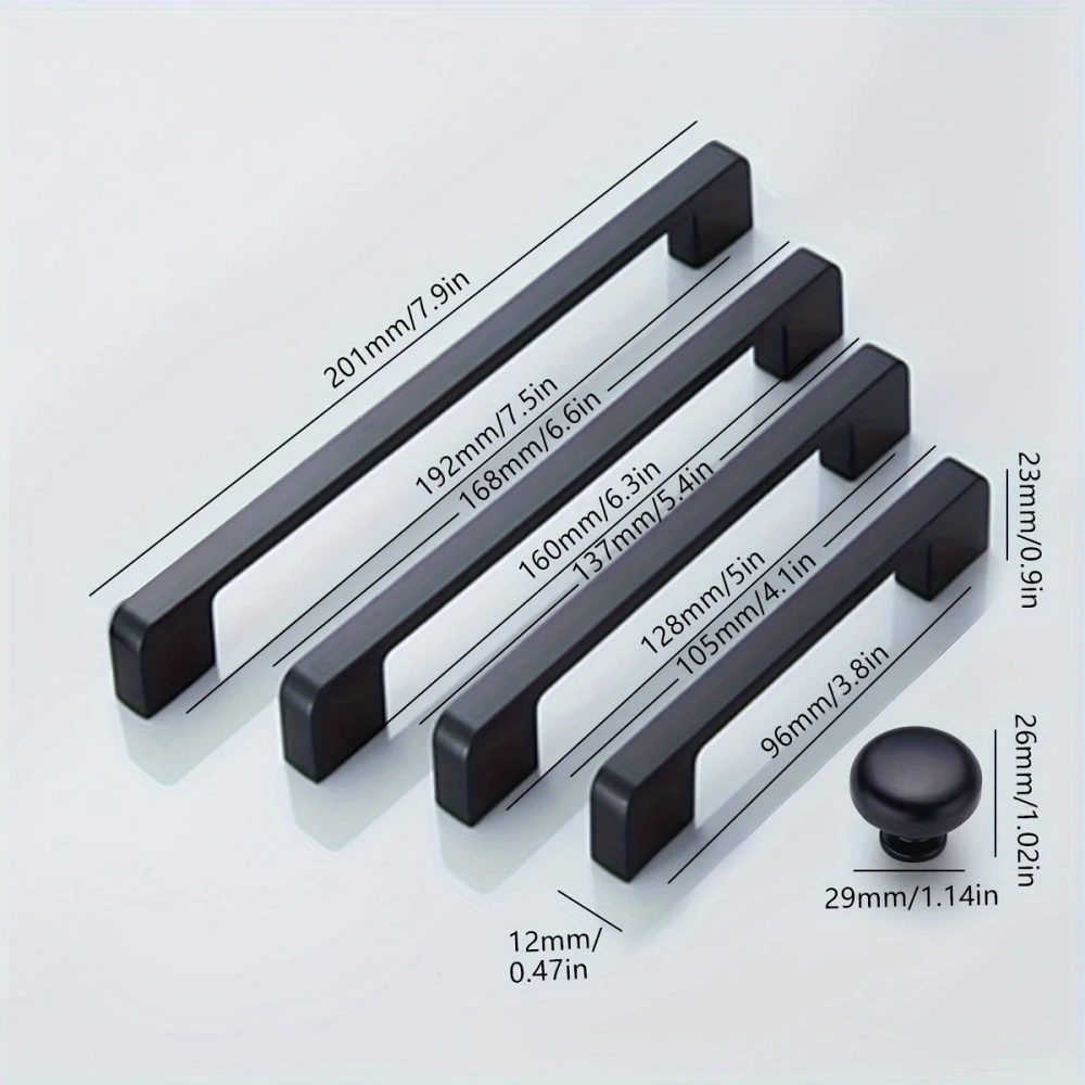 1pc Aluminum Alloy Black Cabinet Handles, American Style Solid Kitchen Cupboard Pulls, Drawer Knobs, Furniture Hardware
