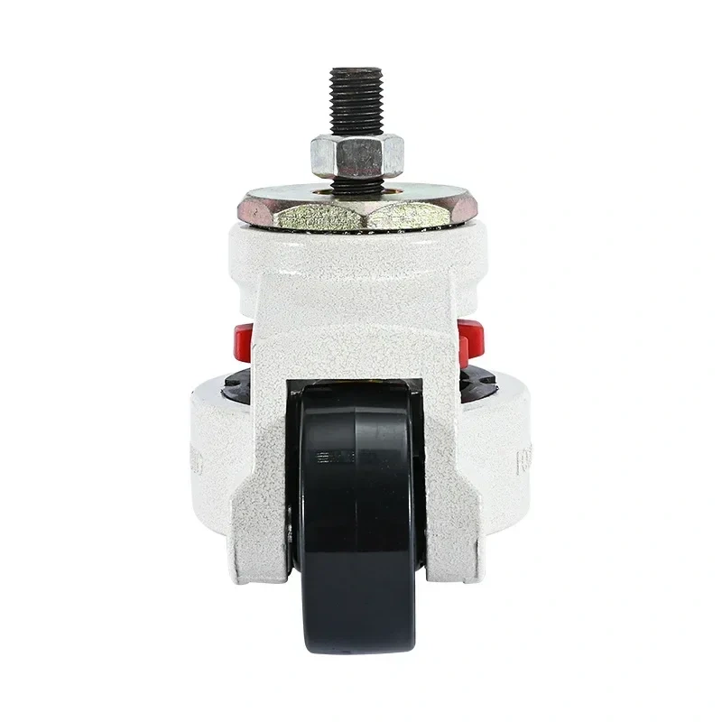 4Pcs GD-40S-3/8 Nylon Wheel and NBR Pad Leveling Caster, 220 lbs, Stem Mounted with M8 Mounting Hole Diameter, Ivory Finish