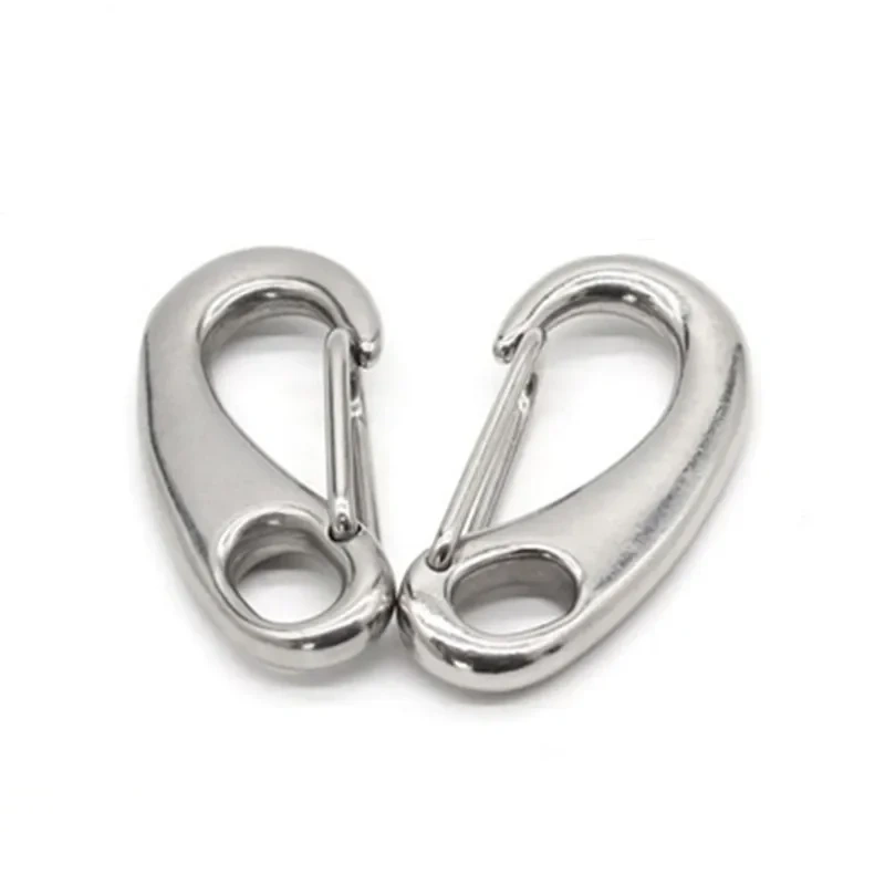 6pcs/Lot Egg Shape Spring Snap Hooks Marine 316 Stainless Steel Multifunctional Hiking Camping Belt Carabiner Quick Release Hook