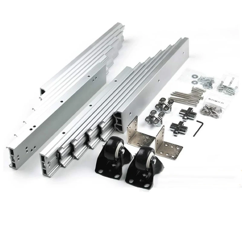 Concealed Folding Table Guide Rail Hinge, Aluminum Telescopic Cabinet  Slide,  Flat Push  Furniture Hardware