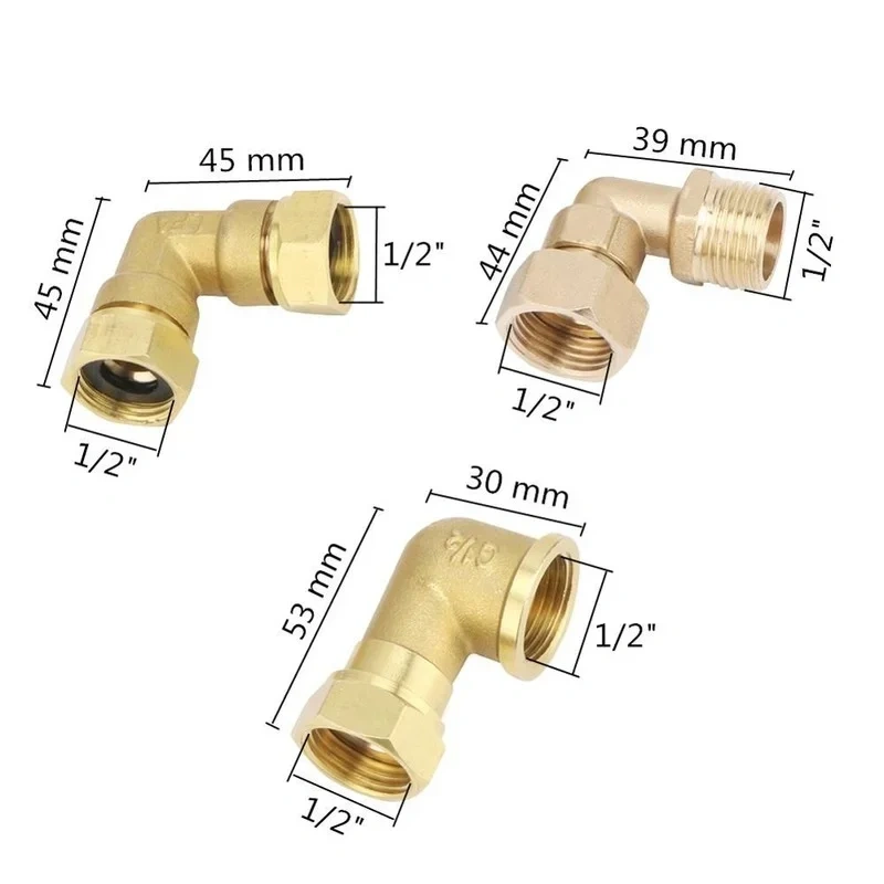 1pcs Brass Elbow G1/2 Junction Union Joint Coupling 1/2" Male/Female Connector Plumbing Pipe Fittings Copper Connection Adapters