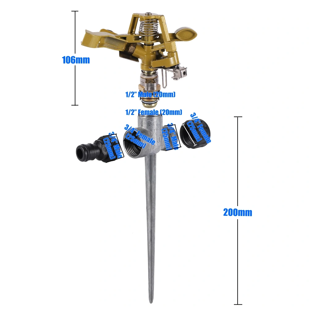 1/2"Male Thread Rotating Rocker Sprinkler Adjustable Impact Sprinkler Lawn Garden Park Orchard Field  Irrigation Watering Nozzle
