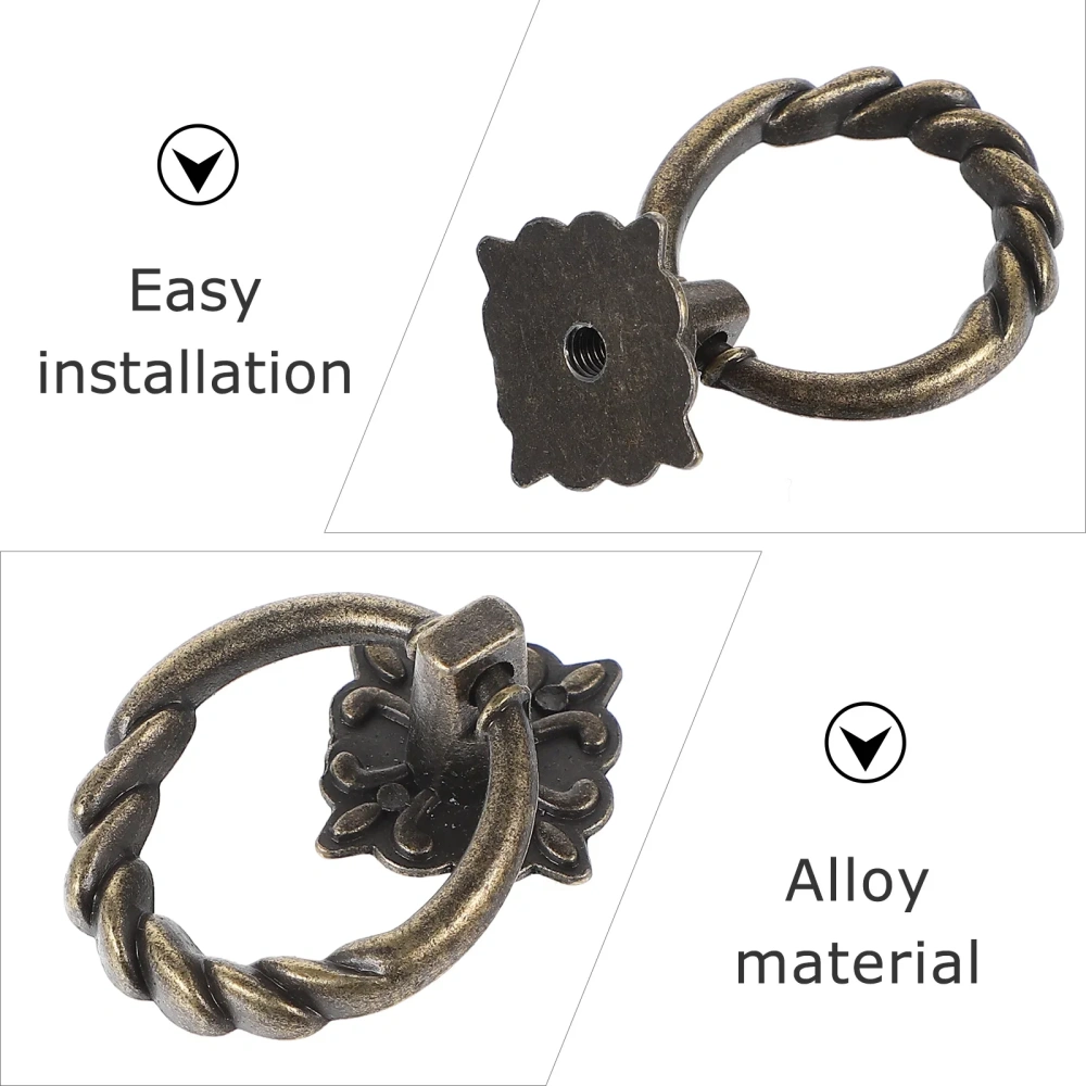 6pcs Ring Drawer Handle Cabinet Knobs Dresser Cupboard Handles Knob Metal Vintage Bronze Kitchen Door Drawers Wardrobe Hole
