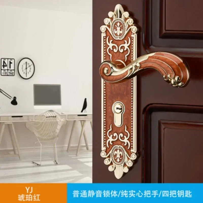 European style Mute Room Door Lock Handle Fashion Interior Door Knobs Lock Luxurious Anti-theft Gate Lock Furniture Hardware