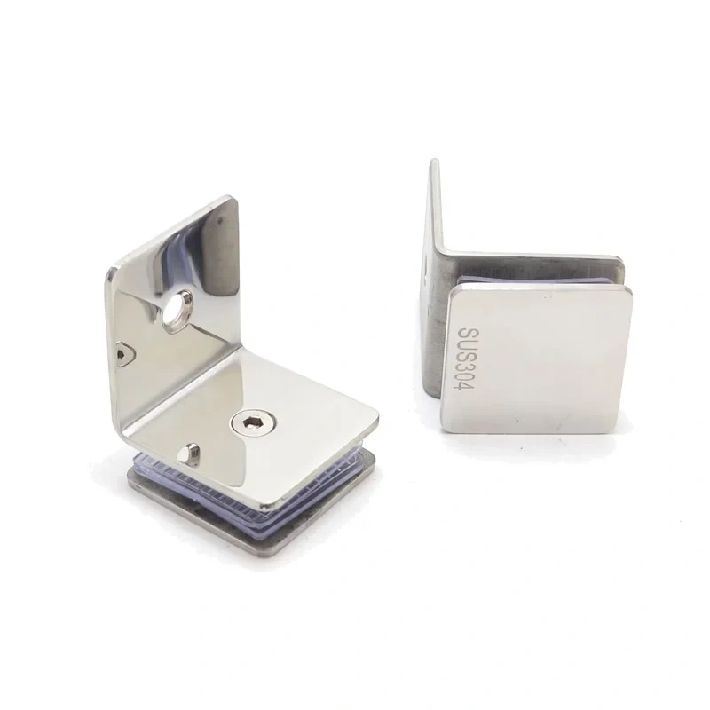 2pc 304 Stainless steel 90-degree glass clamp,Glass partition holder,mirror polishing,fix glass on the wall,bathroom accessories