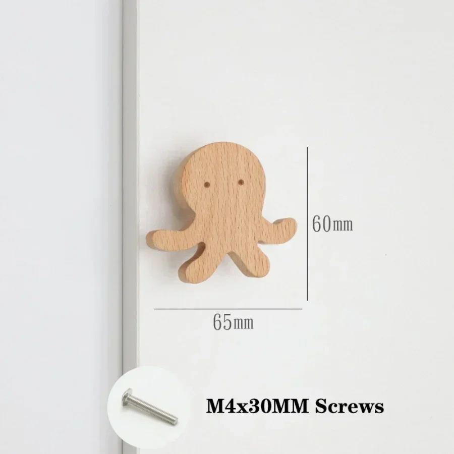 Wooden Animal Cabinet Handles Wood Cloud Hooks Furniture Handles for Cabinets and Drawers Door Knobs Kitchen Wardrobe Door Pulls