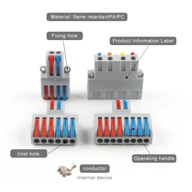 1in multiple out Quick Wiring Connector Universal Splitter wiring cable Push-in Can Combined Butt Home Terminal Block