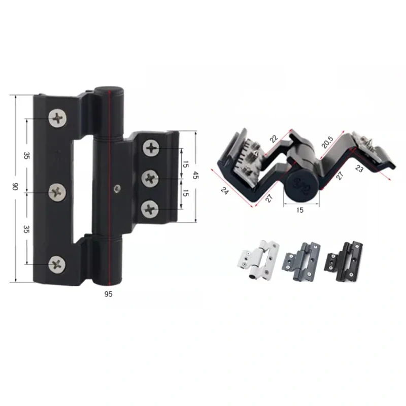 1pc Zinc alloy Door and Window Hinge Broken Bridge Heat Insulation Flat Open Window Hinge Hardware Folding Thickened Hinges