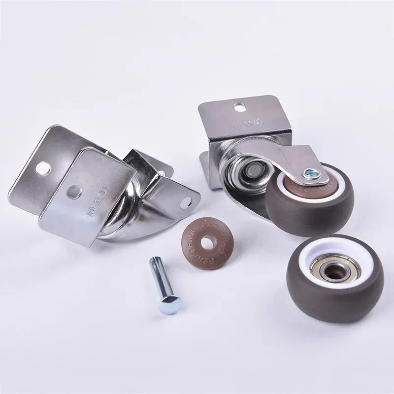 4Pcs 1" 1.25'' Ball Bearing Universal TPE Castor Caster Wheels Splint U Mount 20 22 25mm Brake Baby Bed Trolly Chair